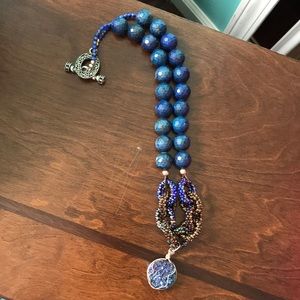 Blue heavy stone necklace